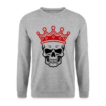 Skull King Crown - Unisex Sweatshirt - salt & pepper - Front - Alina (178cm) & Michal (187cm)
