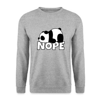 Panda Nope Lazy Lazy Fur Laziness Gift Funny - Unisex Sweatshirt - salt & pepper - Front - Alina (178cm) & Michal (187cm)