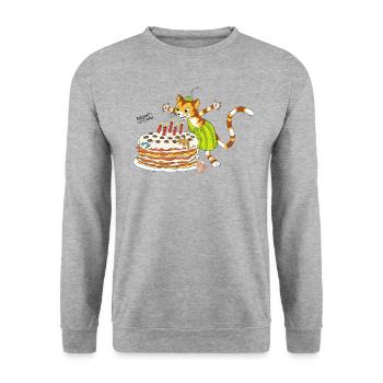 Pettersson Und Findus Geburtstag Feiern Torte - Unisex Pullover - Weißgrau meliert - Vorne - Alina (178cm) & Michal (187cm)
