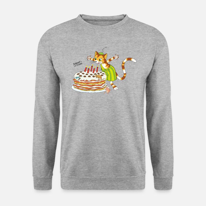 Pettersson Und Findus Geburtstag Feiern Torte - Unisex Pullover - Weißgrau meliert
