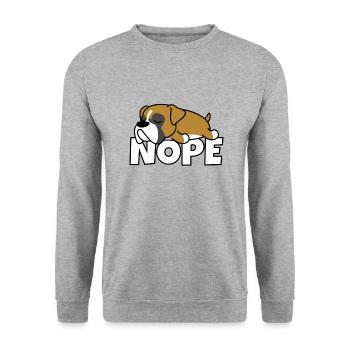 Nope boxer dog - Unisex Sweatshirt - salt & pepper - Front - Alina (178cm) & Michal (187cm)