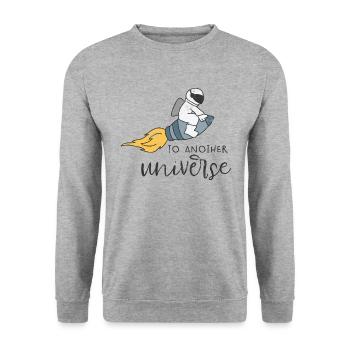 UNIVERS FLYING ASTRONAUT ROCKET ROCKET MOTIF - Sweat-shirt Unisexe - gris chiné - Devant - Alina (178cm) & Michal (187cm)