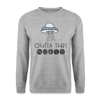 UFO SCIFI UFOS ALIENS WORLDS ALIEN SPACE MOTIF - Unisex Sweatshirt - salt & pepper - Front - Alina (178cm) & Michal (187cm)