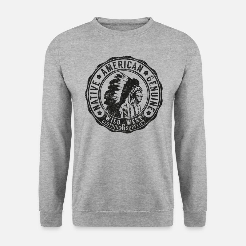 INDIANER SIOUX APACHE HÄUPTLING NATIVE USA MOTIVE - Unisex Pullover - Weißgrau meliert