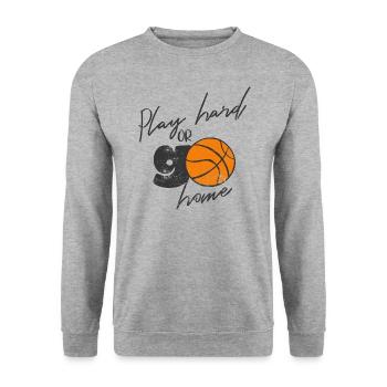 BASKETBALL PLAY HARD SLAM DUNK TEAM GO HOME MOTIF - Unisex Sweatshirt - salt & pepper - Front - Alina (178cm) & Michal (187cm)