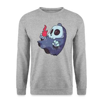FLYING GHOST SKULL COMIC MOTIFS GIFT - Unisex Sweatshirt - salt & pepper - Front - Alina (178cm) & Michal (187cm)