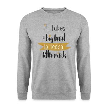 TEACHER TEACHER BIG HEART SPIRIT SAYING GIFT - Unisex Sweatshirt - salt & pepper - Front - Alina (178cm) & Michal (187cm)
