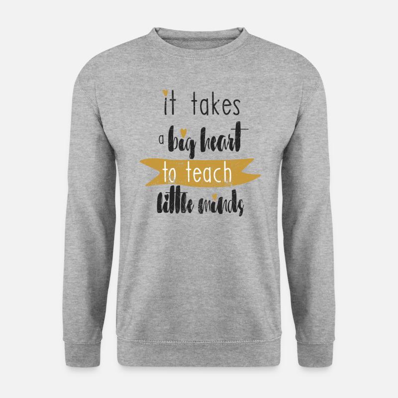 LEHRER LEHRERIN GROßES HERZ GEISTE SPRUCH GESCHENK - Unisex Pullover - Weißgrau meliert