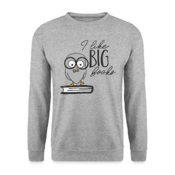 GREAT BOOKS BOOK LEARN SCHOOL READ EAGLE OWL MOTIF - Unisex Sweatshirt - salt & pepper - Front - Alina (178cm) & Michal (187cm)