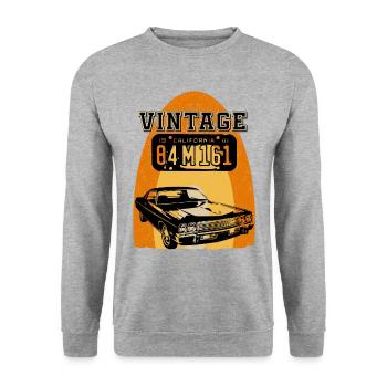 Vintage car california - Unisex Pullover - Weißgrau meliert - Vorne - Alina (178cm) & Michal (187cm)