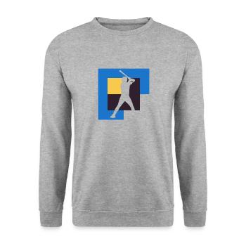 Baseball Baseballschläger Catcher - Unisex Pullover - Weißgrau meliert - Vorne - Alina (178cm) & Michal (187cm)