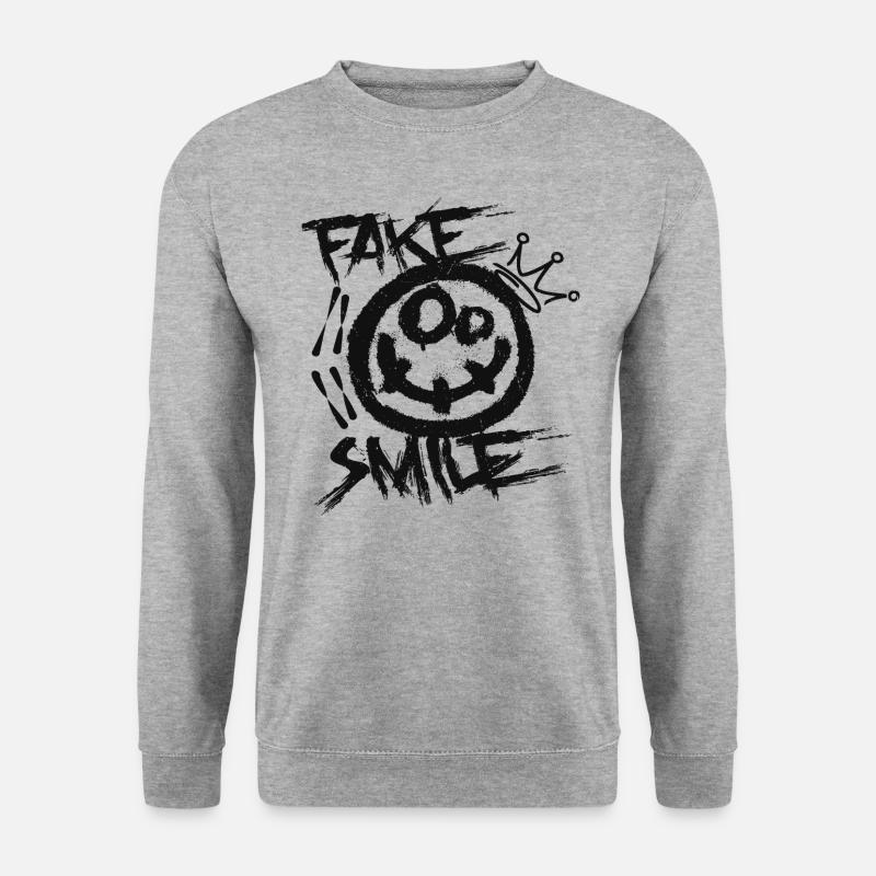 Falsches Lächeln - Unisex Pullover - Weißgrau meliert