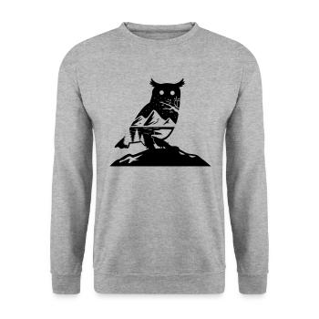 HIBOU HIBOU OISEAU OISEAU OISEAU NATURE FORÊTS MOTIF - Sweat-shirt Unisexe - gris chiné - Devant - Alina (178cm) & Michal (187cm)