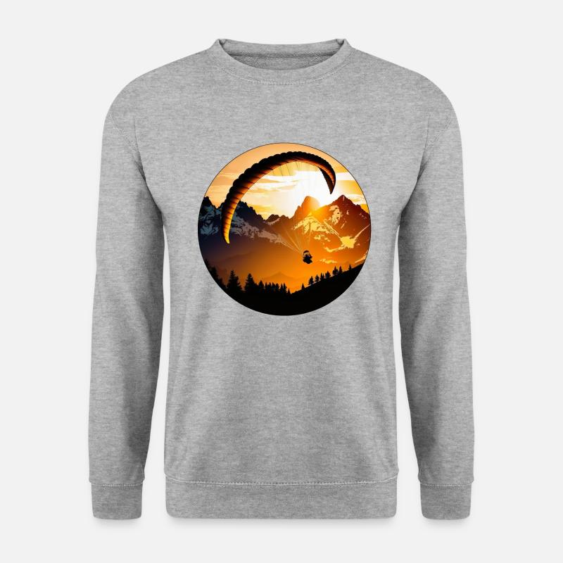 Gleitschirmfliegen in den Bergen - Unisex Pullover - Weißgrau meliert