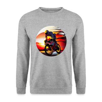 Motorradrennen ziehen viele von Fans an - Unisex Pullover - Weißgrau meliert - Vorne - Alina (178cm) & Michal (187cm)
