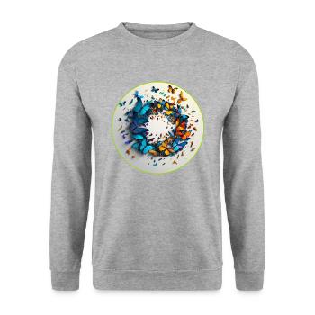 Un troupeau de papillons est spécial - Sweat-shirt Unisexe - gris chiné - Devant - Alina (178cm) & Michal (187cm)