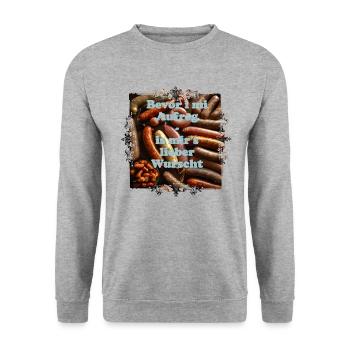 Ruhe bewahren und sich nicht aufregen - Unisex Pullover - Weißgrau meliert - Vorne - Alina (178cm) & Michal (187cm)
