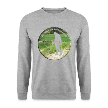 Mit Detektor-schwingen auf Schatzsuche - Unisex Pullover - Weißgrau meliert - Vorne - Alina (178cm) & Michal (187cm)