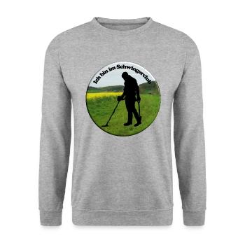Der Detektor-Schwinger muss sich an Gesetze halten - Unisex Pullover - Weißgrau meliert - Vorne - Alina (178cm) & Michal (187cm)