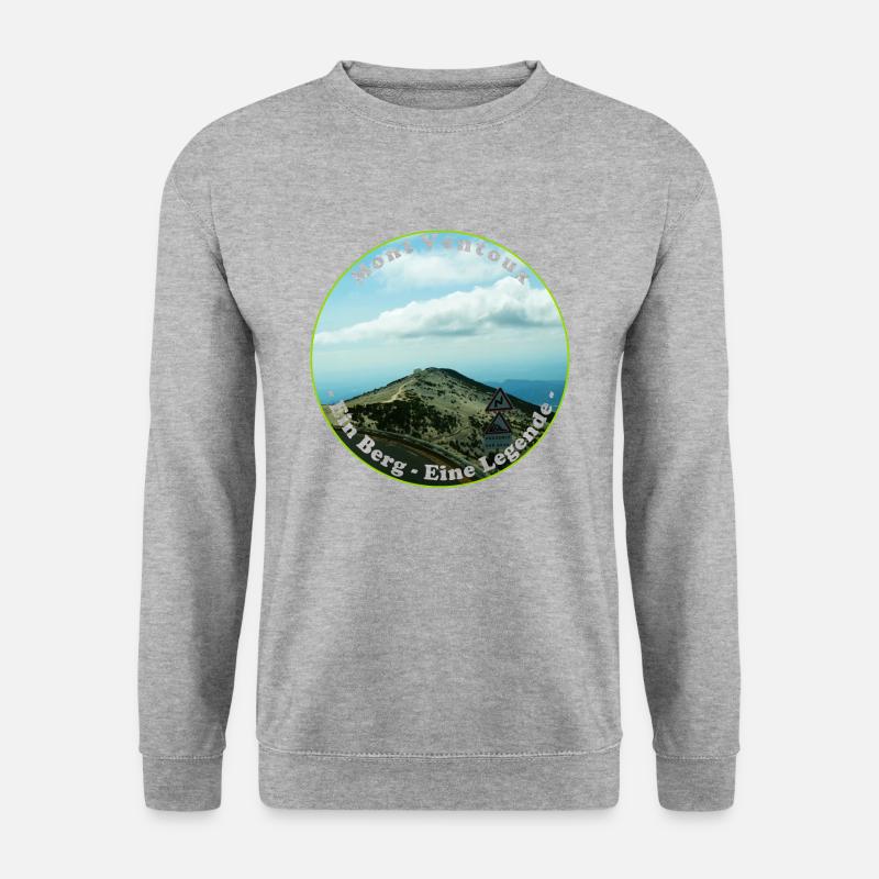 Der Mont Ventoux, langer Anstieg und lange Abfahrt - Unisex Pullover - Weißgrau meliert