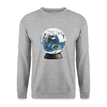 Gefangen in einer Schneekugel - Unisex Pullover - Weißgrau meliert - Vorne - Alina (178cm) & Michal (187cm)