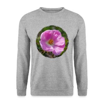 The rosehip is also called the dog rose - Unisex Sweatshirt - salt & pepper - Front - Alina (178cm) & Michal (187cm)