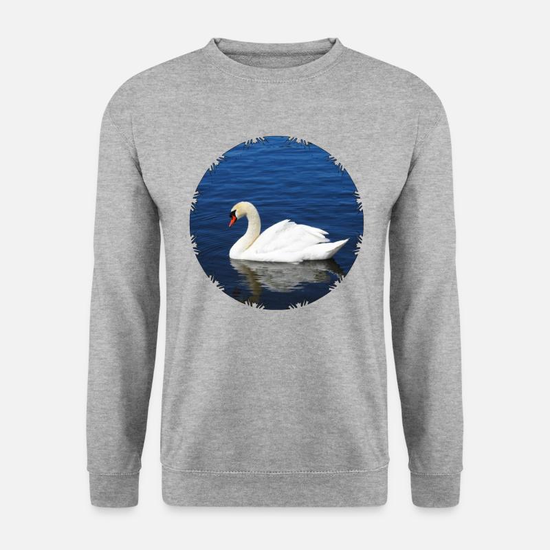 Anmutiger Höckerschwan - Unisex Pullover - Weißgrau meliert