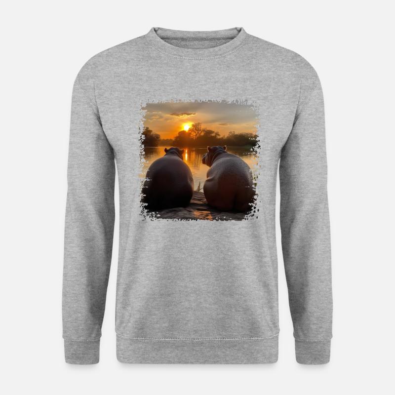 Two hippos enjoying the sunset - Unisex Sweatshirt - salt & pepper