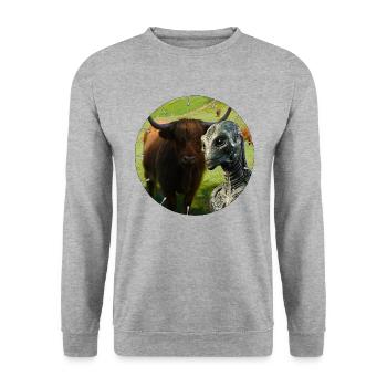 Alien fell into the camera ? - Unisex Sweatshirt - salt & pepper - Front - Alina (178cm) & Michal (187cm)