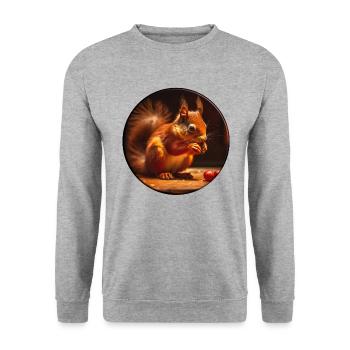 Eichhörnchen sind kuschelige Nagetiere - Unisex Pullover - Weißgrau meliert - Vorne - Alina (178cm) & Michal (187cm)