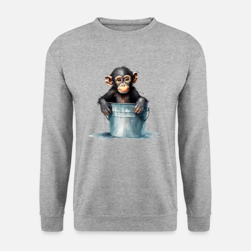 Le singe cherche le refroidissement - Sweat-shirt Unisexe - gris chiné