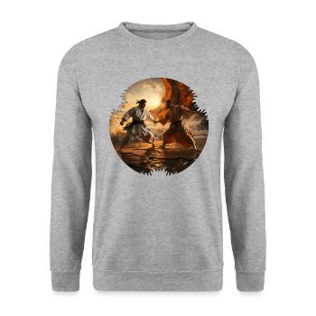 Les combattants de karaté sont en bonne forme physique - Sweat-shirt Unisexe - gris chiné - Devant - Alina (178cm) & Michal (187cm)