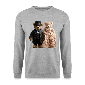 Deux ours en peluche nouvellement mariés - Sweat-shirt Unisexe - gris chiné - Devant - Alina (178cm) & Michal (187cm)