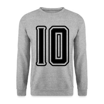 10 Zahl symbol - Unisex Pullover - Weißgrau meliert - Vorne - Alina (178cm) & Michal (187cm)