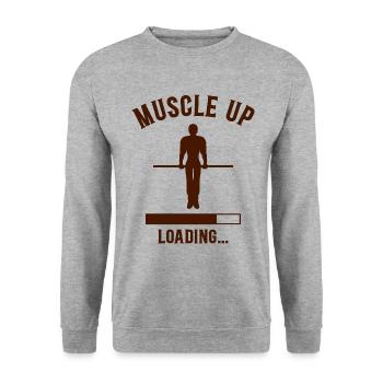 Street Workout Muscle Up Humour Sport Musculation - Sweat-shirt Unisexe - gris chiné - Devant - Alina (178cm) & Michal (187cm)
