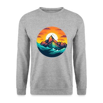 Berge im Sonnenuntergang - Unisex Pullover - Weißgrau meliert - Vorne - Alina (178cm) & Michal (187cm)
