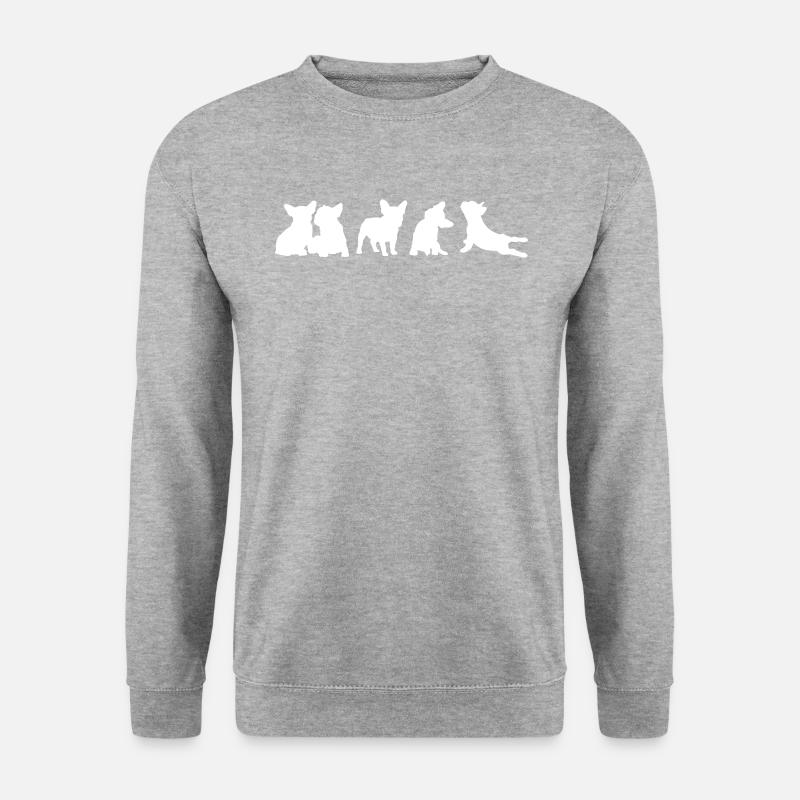 Frenchie-Collection - freie Farbwahl - Unisex Pullover - Weißgrau meliert