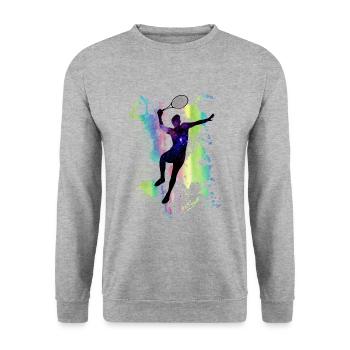 Joueuse de tennis Illustration Art Style Idée cadeau - Sweat-shirt Unisexe - gris chiné - Devant - Alina (178cm) & Michal (187cm)