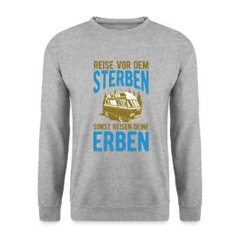 Renter Camping Geschenk - Unisex Pullover - Weißgrau meliert - Vorne - Alina (178cm) & Michal (187cm)