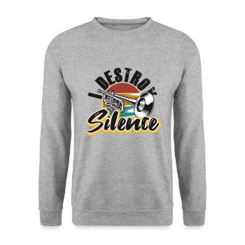 Trumpeter I destroy Silence Trumpet - Unisex Sweatshirt - salt & pepper - Front - Alina (178cm) & Michal (187cm)
