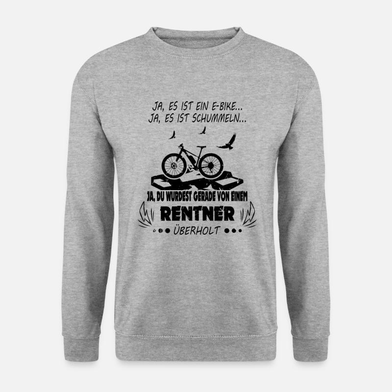 Von Ebike Rentner überholt - Fahrrad Rente Spruch - Unisex Pullover - Weißgrau meliert