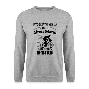 E-Bike Rentner Fahrrad Radfahrer Fahrradfahren - Unisex Pullover - Weißgrau meliert - Vorne - Alina (178cm) & Michal (187cm)