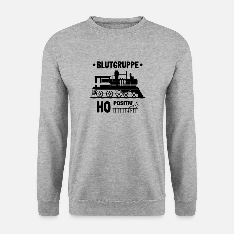 Eisenbahn Zug Modelleisenbahn H0 Blutgruppe Lok - Unisex Pullover - Weißgrau meliert