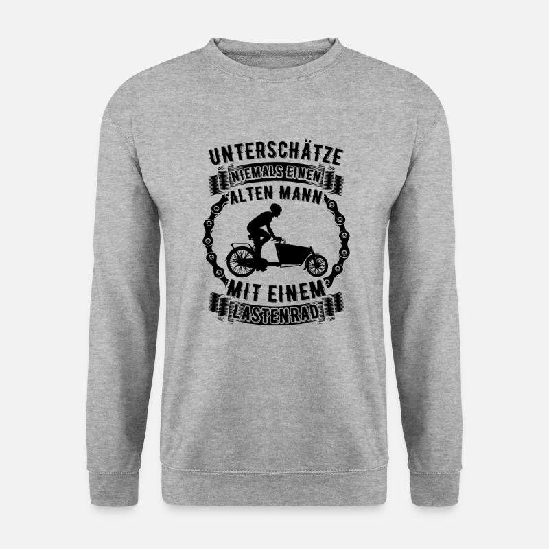 Hollandrad Lastenrad Alter Mann Spruch Cargo Bike - Unisex Pullover - Weißgrau meliert