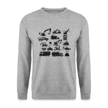 Chantier de construction pelle camion chantier de construction chenille - Sweat-shirt Unisexe - gris chiné - Devant - Alina (178cm) & Michal (187cm)