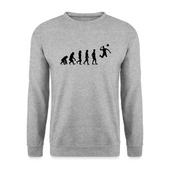 Faustball Fistball Faustballer Sportler Evolution - Unisex Pullover - Weißgrau meliert - Vorne - Alina (178cm) & Michal (187cm)