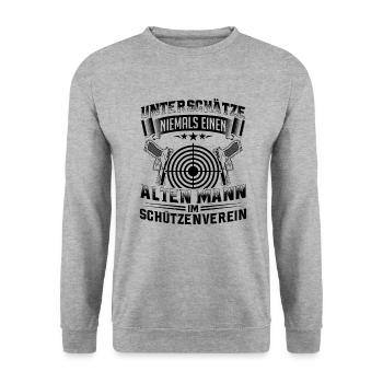 Schießstand Schützenverein Jäger Herren Geschenk - Unisex Pullover - Weißgrau meliert - Vorne - Alina (178cm) & Michal (187cm)