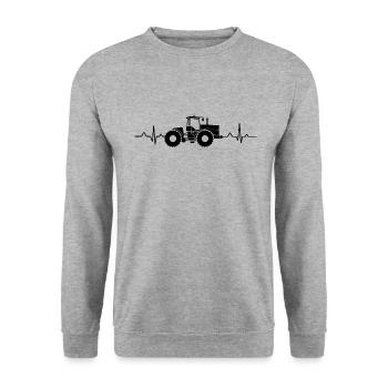 Traktor Trecker Herzschlag K700 Landmaschine Puls - Unisex Pullover - Weißgrau meliert - Vorne - Alina (178cm) & Michal (187cm)
