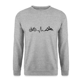 Rennrad Fahrrad Berge Puls Radfahrer Herzschlag - Unisex Pullover - Weißgrau meliert - Vorne - Alina (178cm) & Michal (187cm)