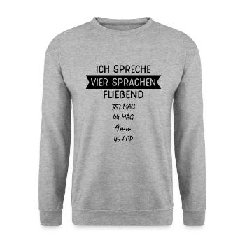 Schützenverein Schießstand Pistolen Schützenfest - Unisex Pullover - Weißgrau meliert - Vorne - Alina (178cm) & Michal (187cm)